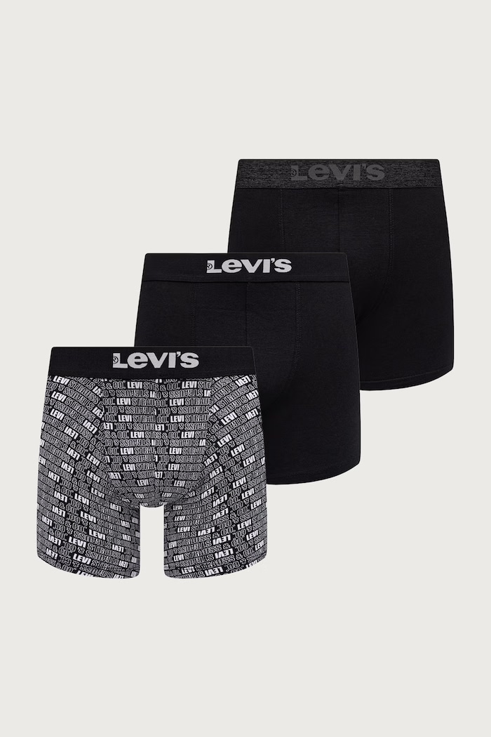 Levi's Boksarice moške bombažne z elastanom paket 3 kosov črna 37149.1437