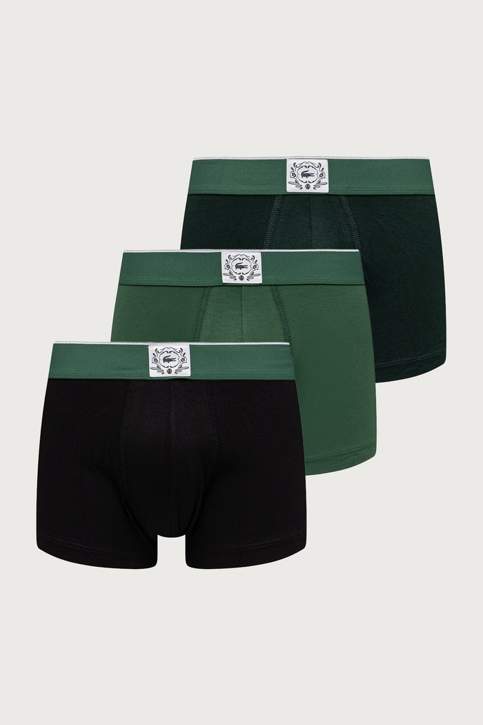 Lacoste Bokserki dopasowane męskie bawełniane z elastanem 3-pack zielony 5H9122