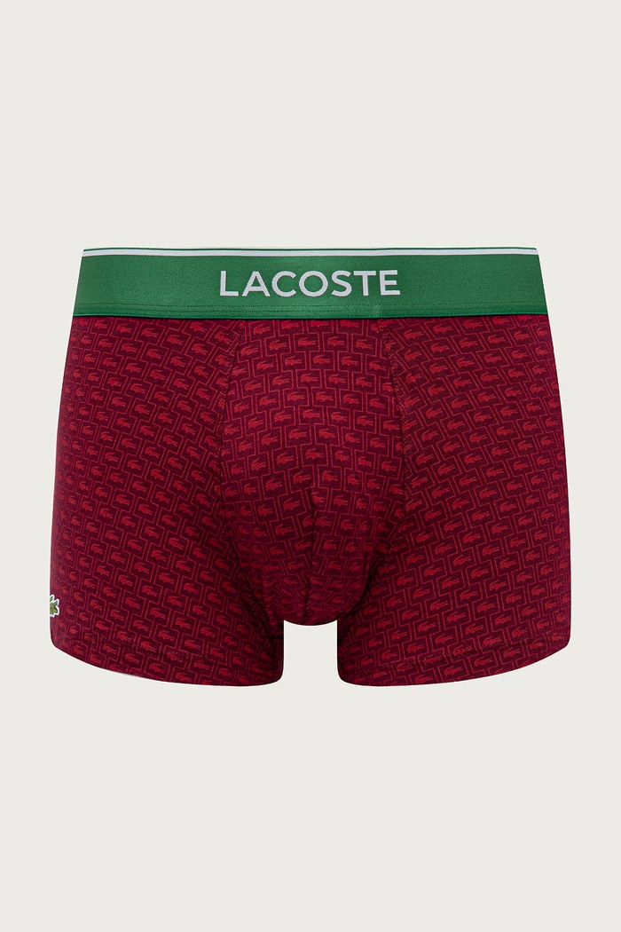 Bokserki dopasowane męskie bawełniane z elastanem 3-pack Lacoste 5H5521 bordowy