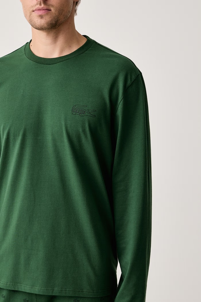 Piżama dwuczęściowa męska bawełniana z elastanem Lacoste zielony 4H9147