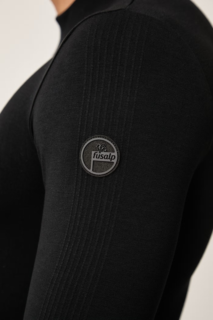 Longsleeve termoaktywny męski z dodatkiem kaszmiru OWEN Fusalp czarny Y2202