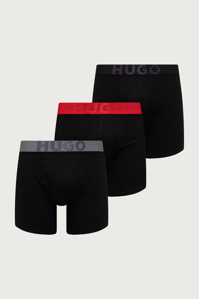 HUGO Boxeri mulați pentru bărbați din bumbac cu elastan BOXERBR TR GIFT VEGA pachet de 3 negru 50570922