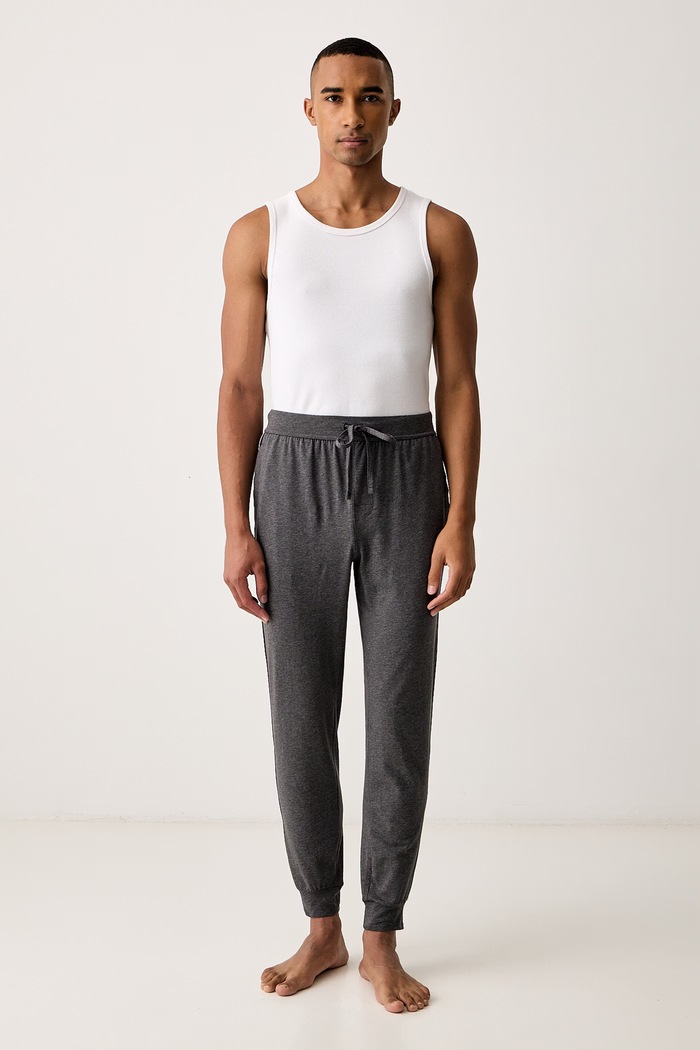 BOSS Donji dio pidžame za muškarce od pamuka s elastanom Unique Pants Cuff CW 50570346 siva AW26