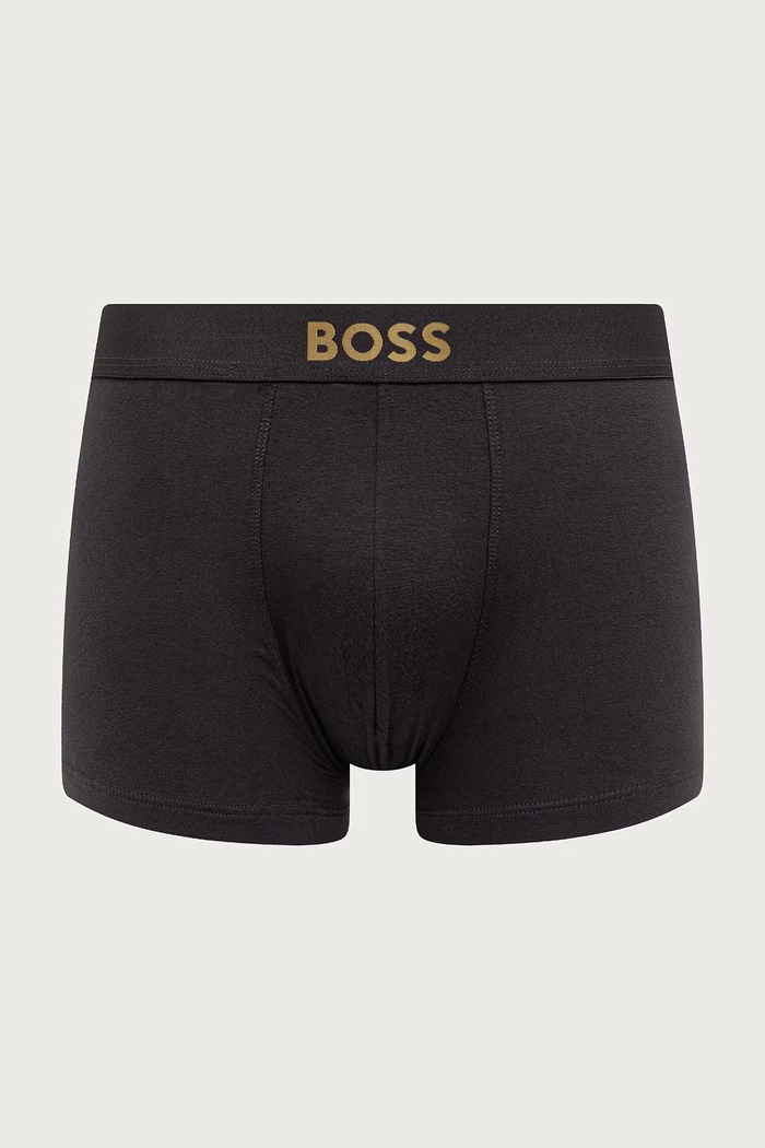 Odzież BOSS Bokserki męskie bawełniane z elastanem Trunk 3P Gold Logo 3-pack 50570030 czarny