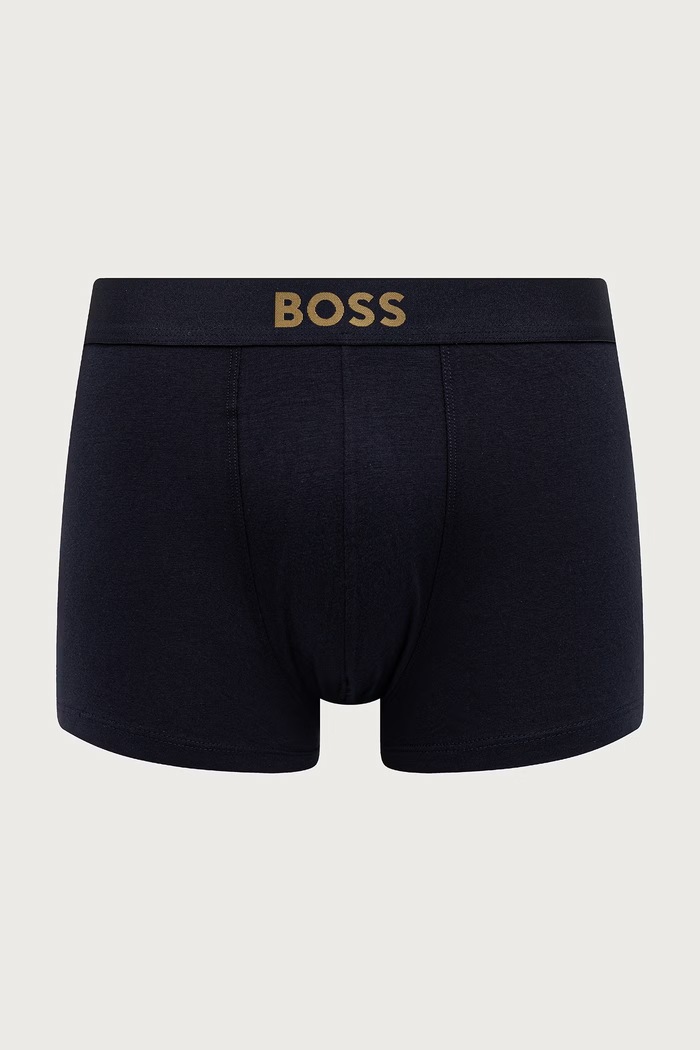 Bokserki męskie bawełniane z elastanem Trunk 3P Gold Logo 3-pack BOSS 50570030 czarny