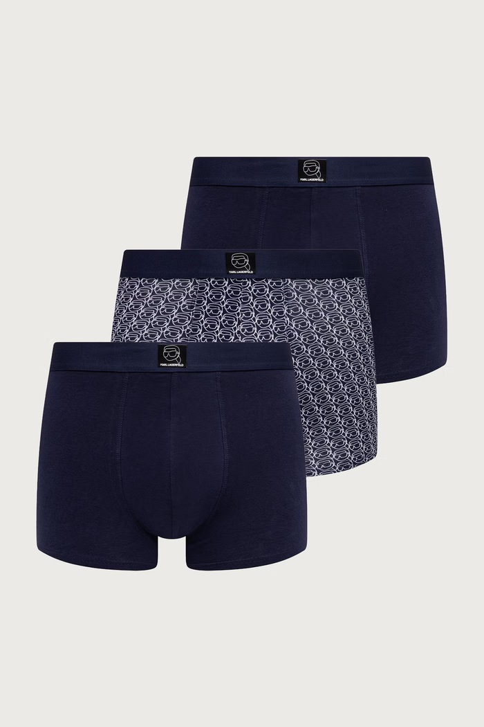 Karl Lagerfeld Bokserki dopasowane męskie bawełniane z elastanem 3-pack granatowy B4M47007