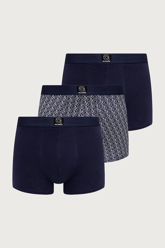 Karl Lagerfeld Bokserki dopasowane męskie bawełniane z elastanem 3-pack granatowy B4M47007