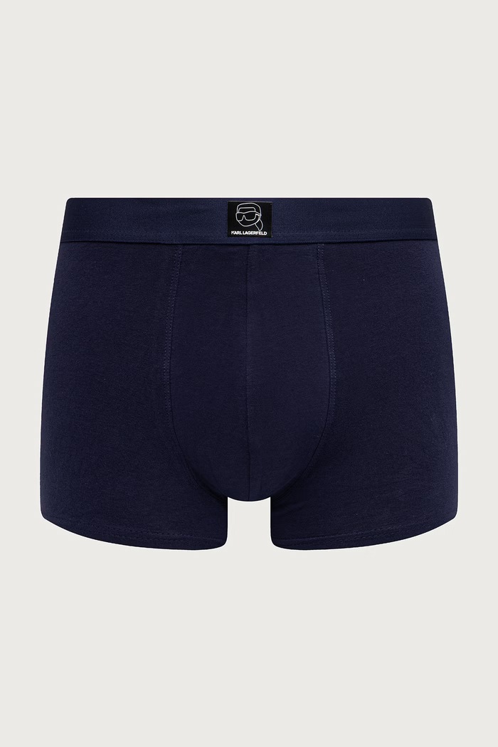 Karl Lagerfeld Bokserki dopasowane męskie bawełniane z elastanem 3-pack B4M47007 granatowy AW26