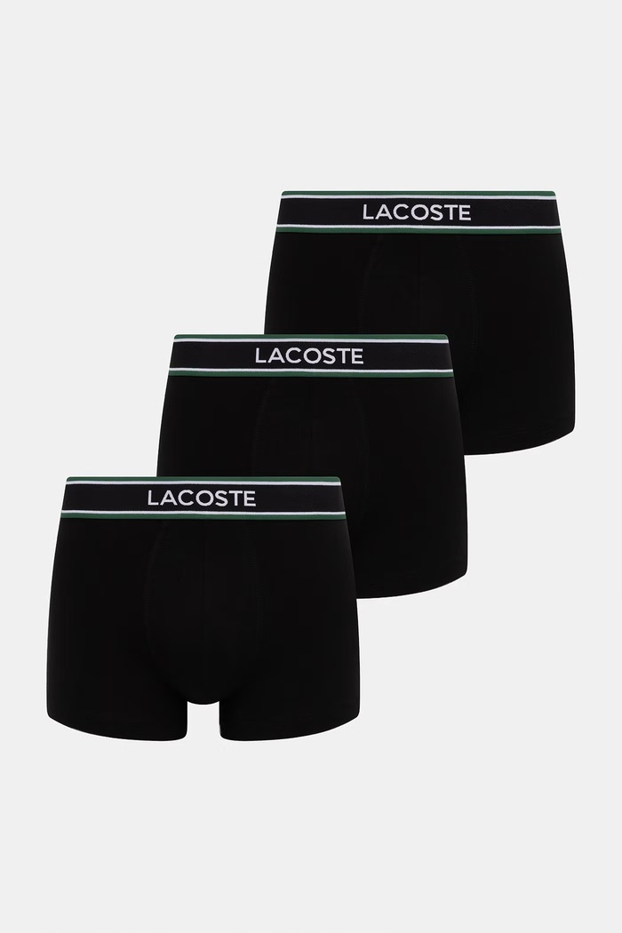 Lacoste bokserki dopasowane męskie z bawełną 3-pack czarny 5H0926