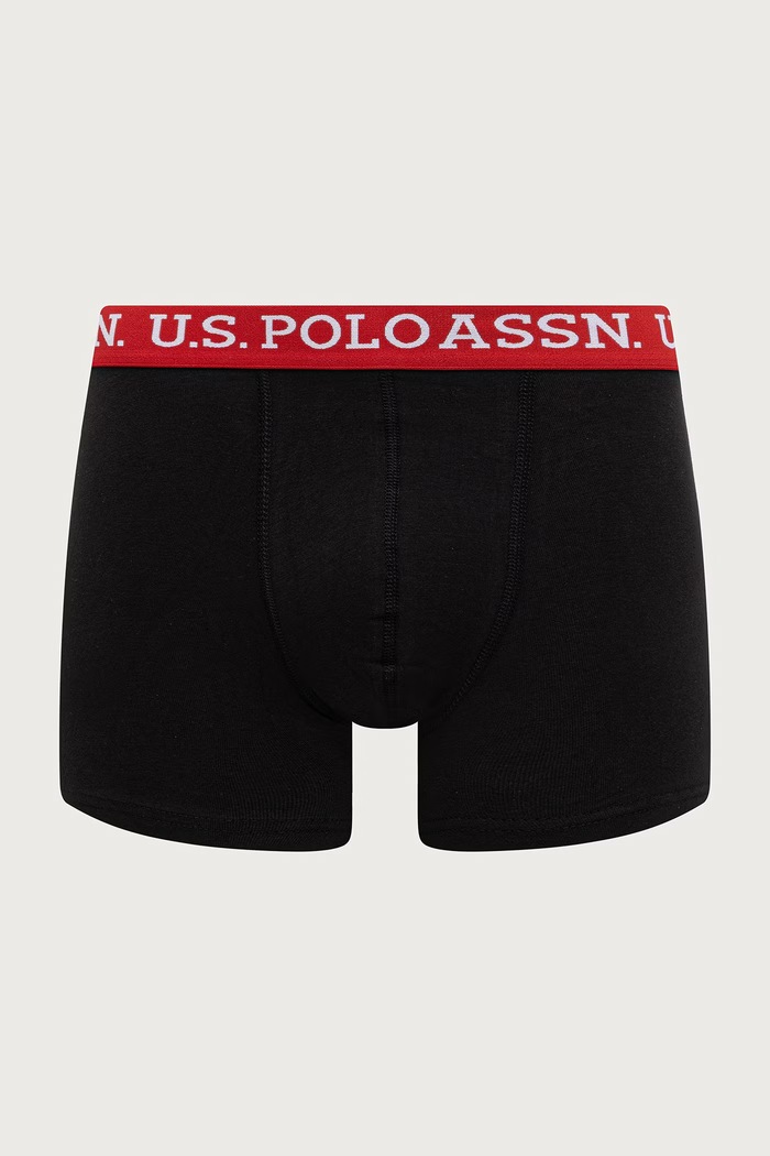 U.S. Polo Assn. bokserki dopasowane męskie z bawełną CONTRAST BRAND WAISTBAND 3-pack MUP4751 czarny AW26