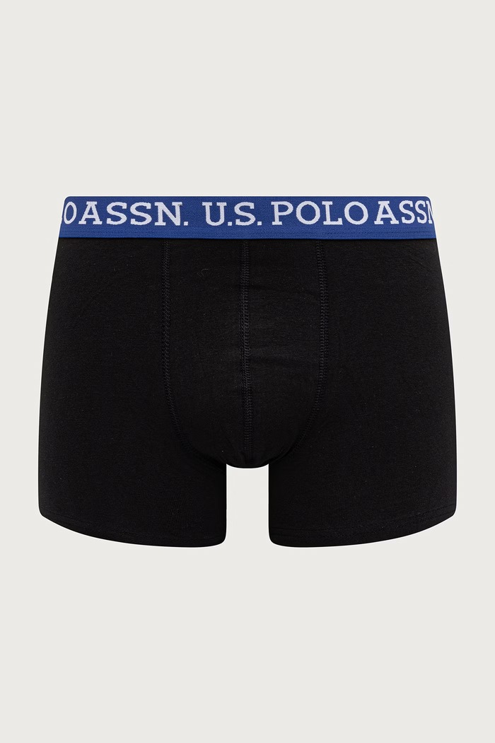 Odzież U.S. Polo Assn. bokserki dopasowane męskie z bawełną CONTRAST BRAND WAISTBAND 3-pack MUP4751 czarny