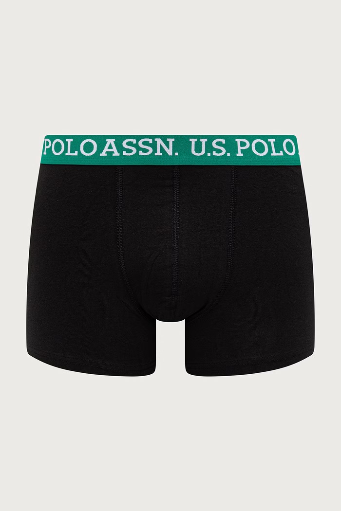 U.S. Polo Assn. bokserki dopasowane męskie z bawełną CONTRAST BRAND WAISTBAND 3-pack czarny MUP4751