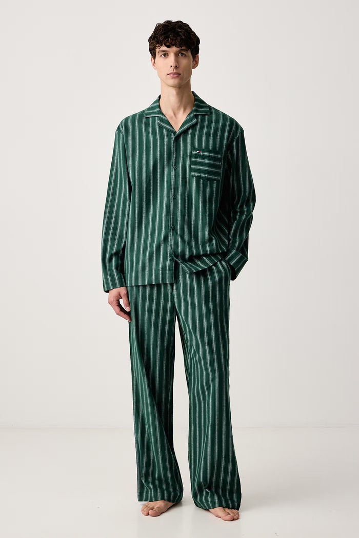 Tommy Hilfiger Pyžamo pánske bavlnené zelená UM0UM04066