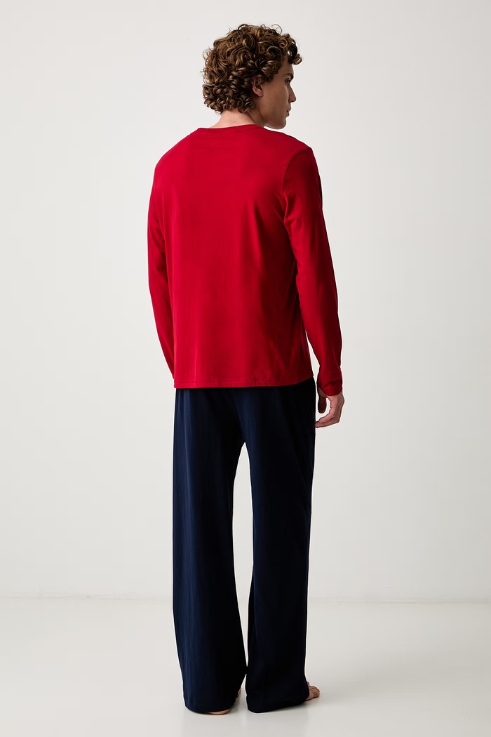 Tommy Hilfiger pigiama a due parti da uomo in cotone rosso UM0UM04047