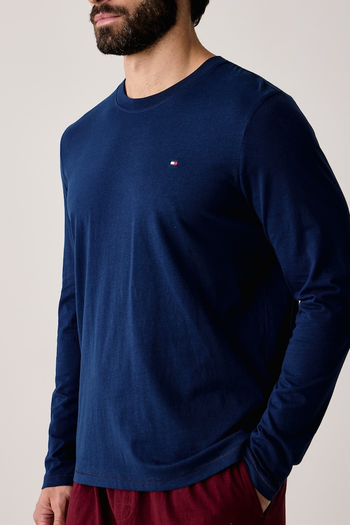 Piżama dwuczęściowa męska bawełniana Tommy Hilfiger niebieski UM0UM04047