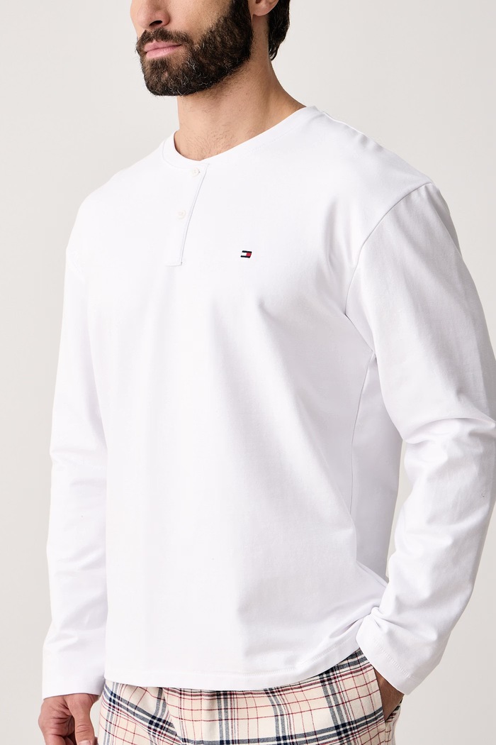 Пижама от две части мъжка от памук Tommy Hilfiger бял UM0UM04020