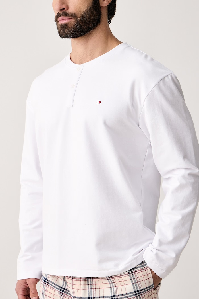 Пижама от две части мъжка от памук Tommy Hilfiger бял UM0UM04020