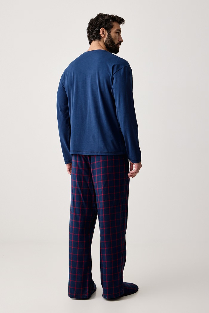 Tommy Hilfiger Piżama męska z bawełną UM0UM04019 niebieski AW26