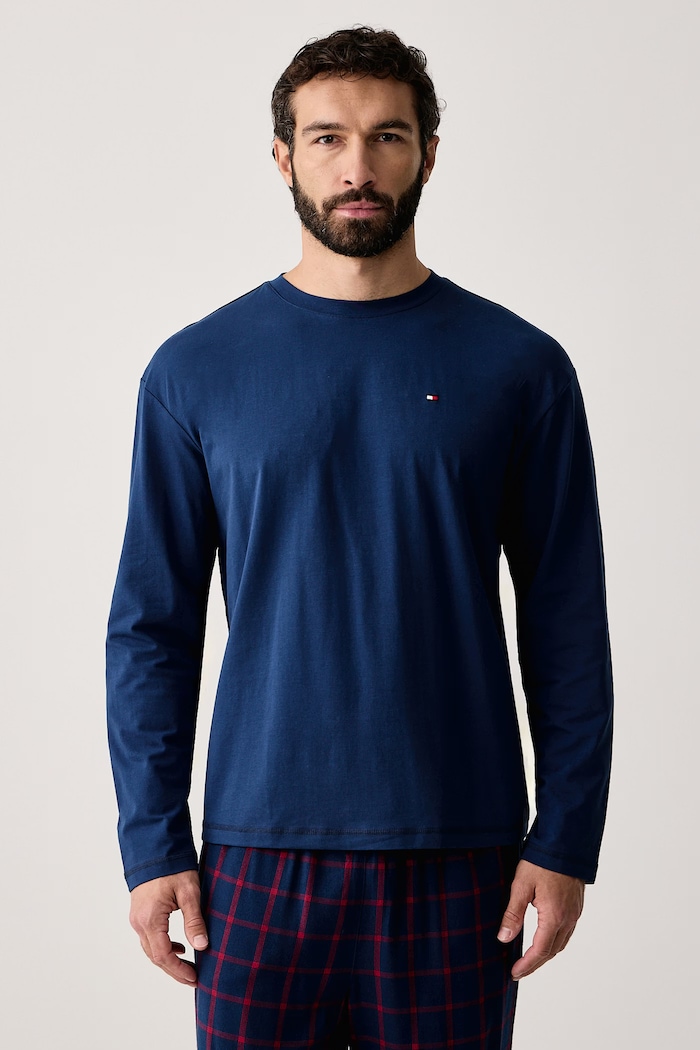 Odzież Tommy Hilfiger Piżama męska z bawełną UM0UM04019 niebieski