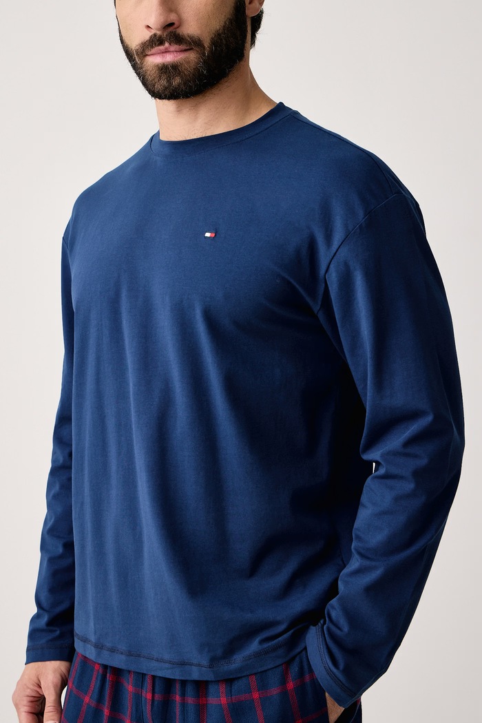 Piżama męska z bawełną Tommy Hilfiger niebieski UM0UM04019