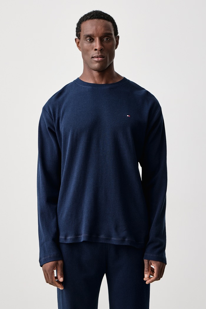 Tommy Hilfiger Dvodijelna pidžama za muškarce od pamuka UM0UM03994 mornarsko plava AW26