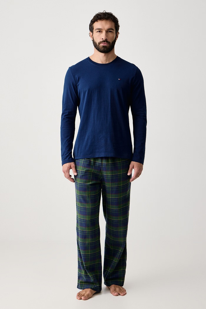 Tommy Hilfiger Spodnie piżamowe męskie bawełniane UM0UM04017 zielony AW26