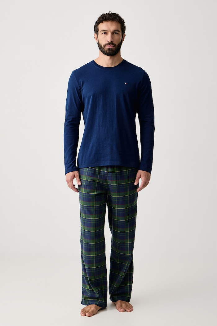Tommy Hilfiger Spodnie piżamowe męskie bawełniane UM0UM04017 zielony AW26