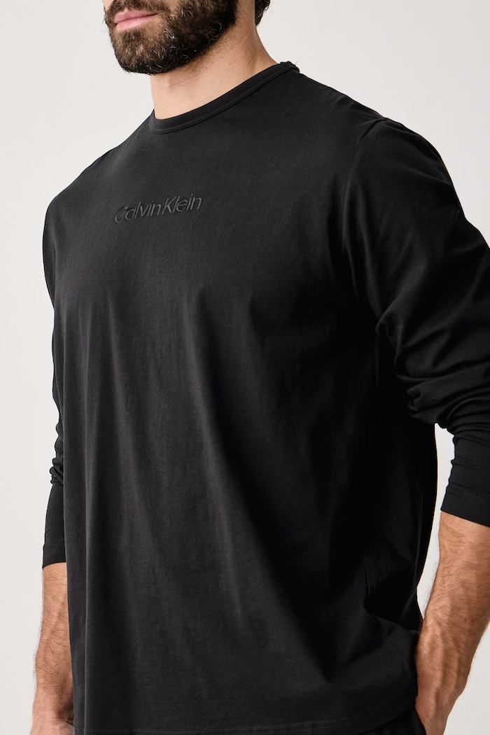 Пижама от две части мъжка от памук Calvin Klein Underwear черен LV00NM3079