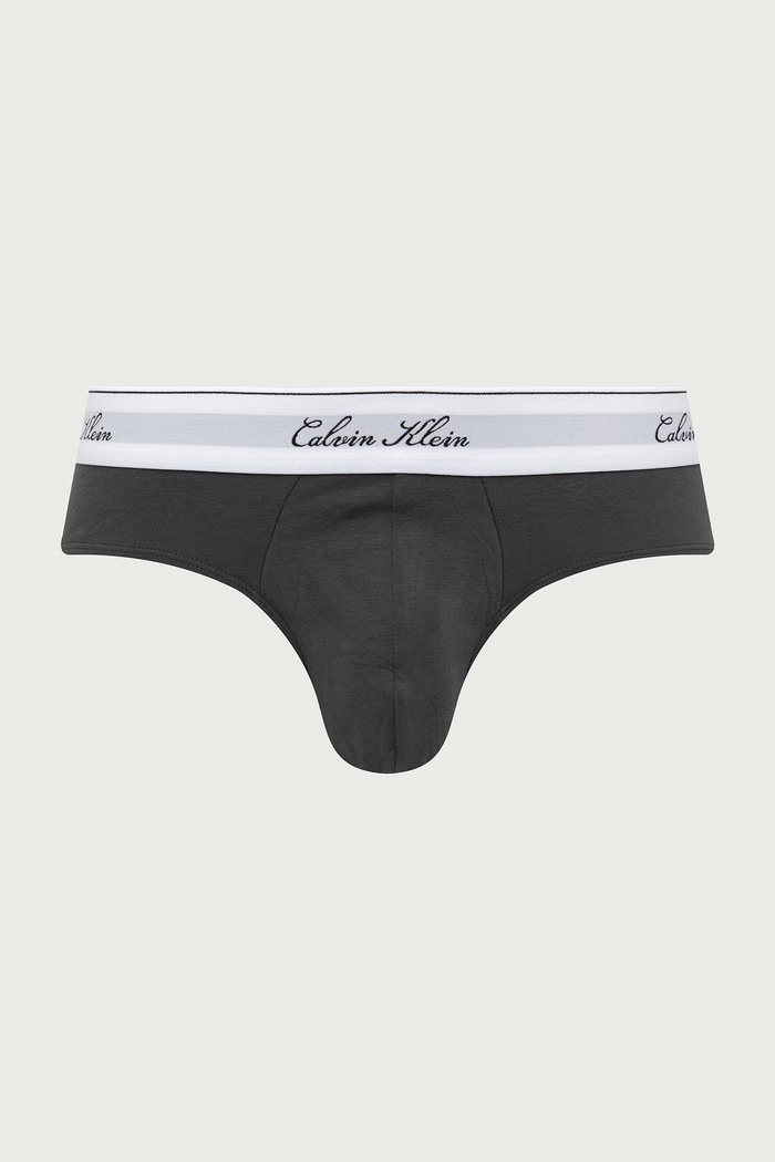Slipy męskie z bawełną 3-pack Calvin Klein Underwear LV00NB4606 szary