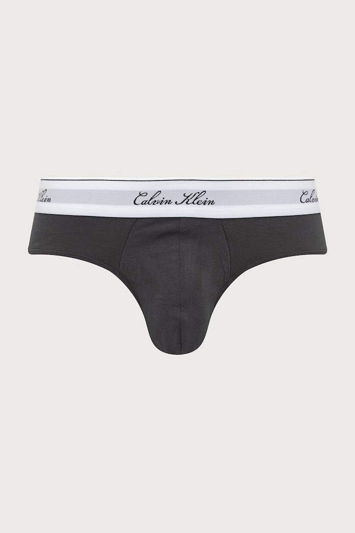 Slipy męskie z bawełną 3-pack Calvin Klein Underwear LV00NB4606 szary