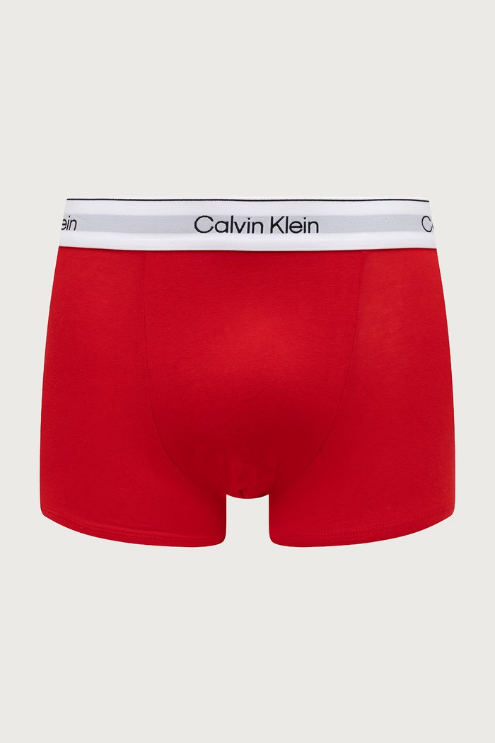 Priliehavé boxerky pánske bavlnené s elastanom 3-pak Calvin Klein Underwear LV00NB4566 červená