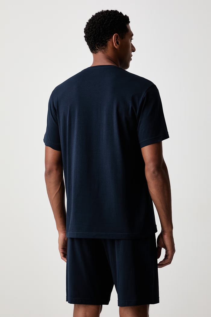 Emporio Armani Underwear piżama dwuczęściowa męska bawełniana z elastanem EM000400.AF25017 granatowy AW26