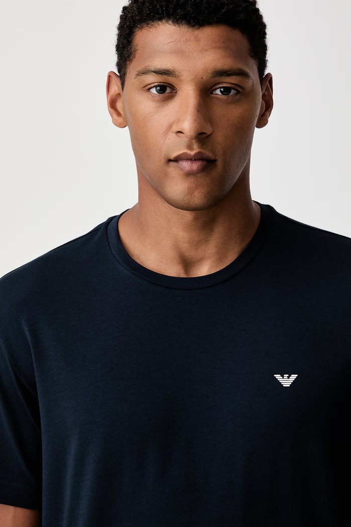 Emporio Armani Underwear piżama dwuczęściowa męska bawełniana z elastanem granatowy EM000400.AF25017