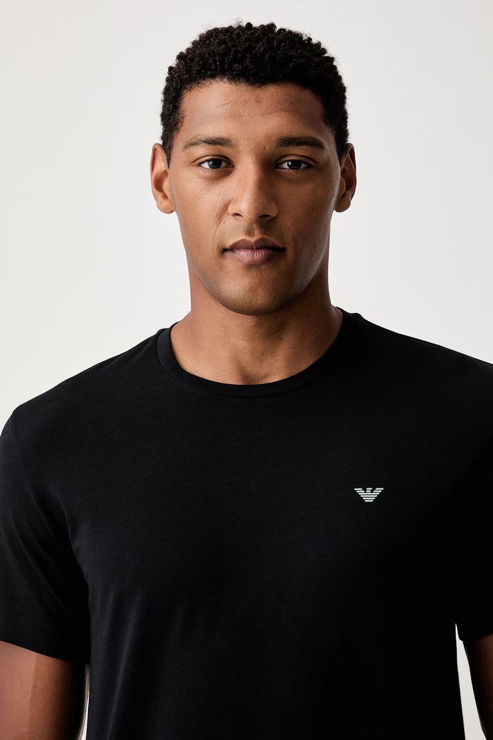 Emporio Armani Underwear piżama dwuczęściowa męska bawełniana z elastanem czarny EM000400.AF25017