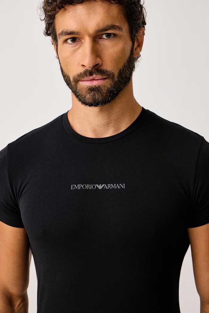 Odzież Emporio Armani Underwear Piżama dwuczęściowa męska z bawełną EM000398.AF25026 czarny