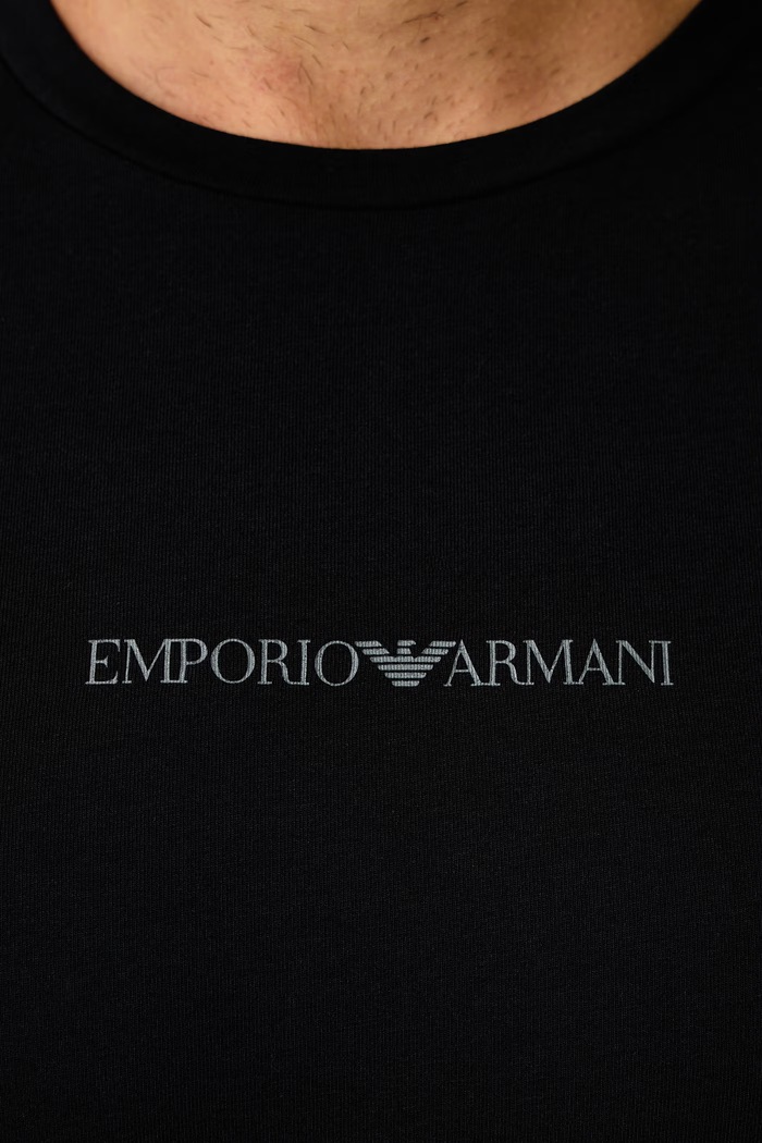 Piżama dwuczęściowa męska z bawełną Emporio Armani Underwear EM000398.AF25026 czarny