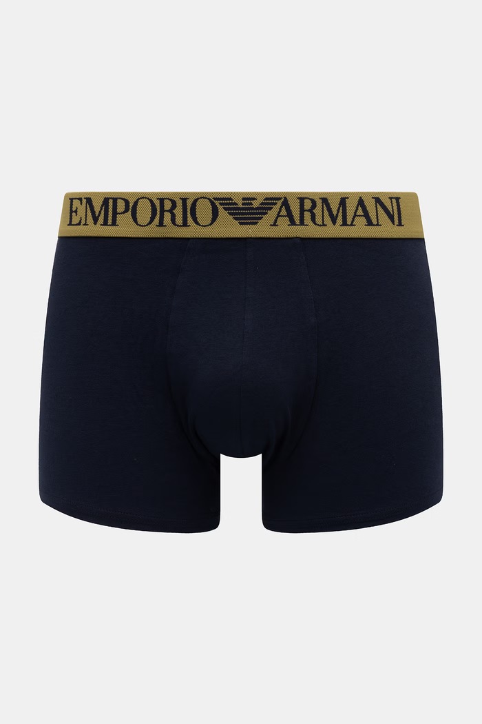 Emporio Armani Underwear oprijete boksarice moške bombažne z elastanom EM000252.AF25017 zelena AW26
