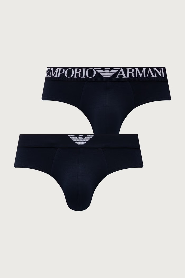 Emporio Armani Underwear slipy pánské bavlněné s elastanem 2-pack námořnická modř EM000251.AF25017