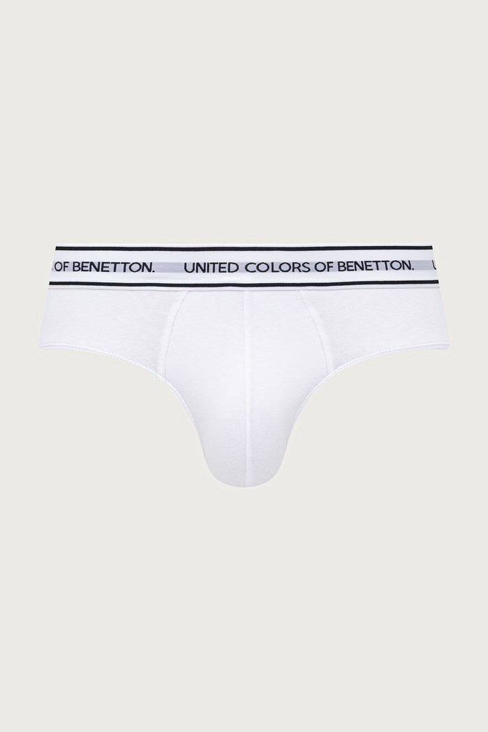 United Colors of Benetton Slipy męskie bawełniane z elastanem 2-pack 3G682S00N biały AW26