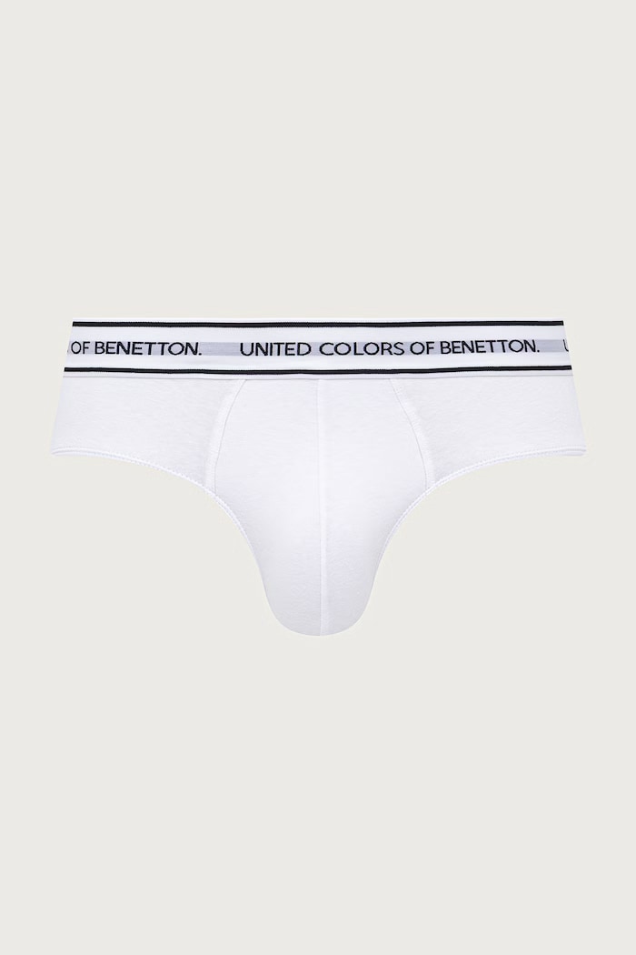 United Colors of Benetton Slipy męskie bawełniane z elastanem 2-pack 3G682S00N biały AW26