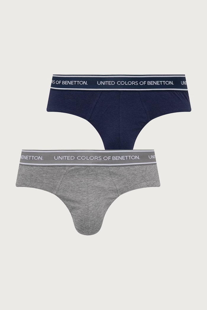 United Colors of Benetton Slipy męskie bawełniane z elastanem 2-pack szary 3G682S00N