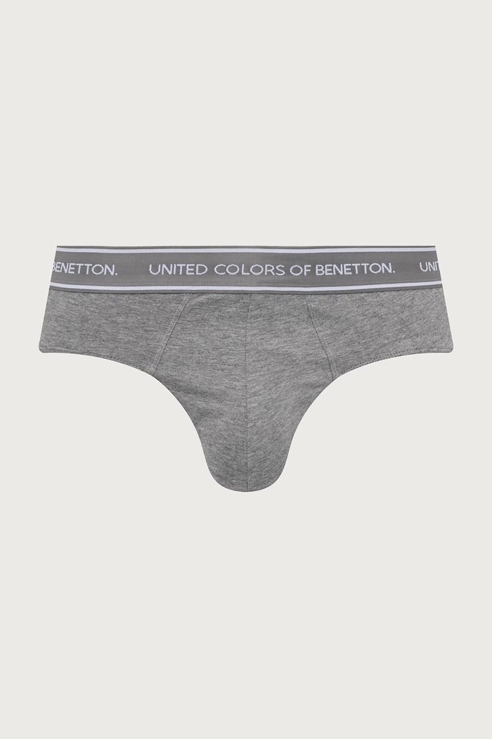 United Colors of Benetton Slipy męskie bawełniane z elastanem 2-pack 3G682S00N szary AW26