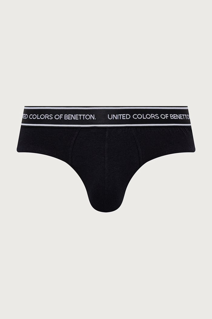 United Colors of Benetton Slipy męskie bawełniane z elastanem 2-pack 3G682S00N czarny AW26