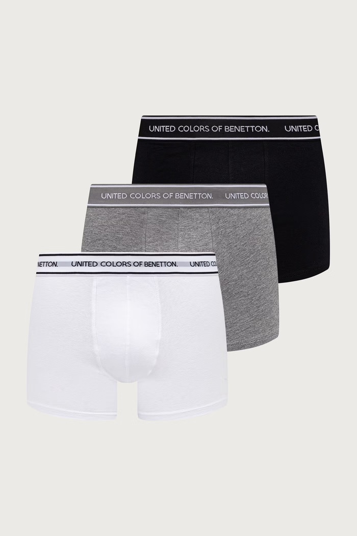 United Colors of Benetton Bokserki dopasowane męskie bawełniane z elastanem 3-pack biały 3G682X01T