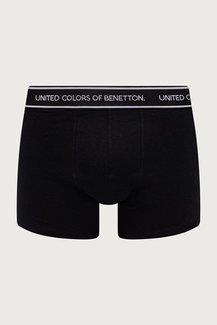 Priliehavé boxerky pánske bavlnené s elastanom 3-pak United Colors of Benetton 3G682X01T biela