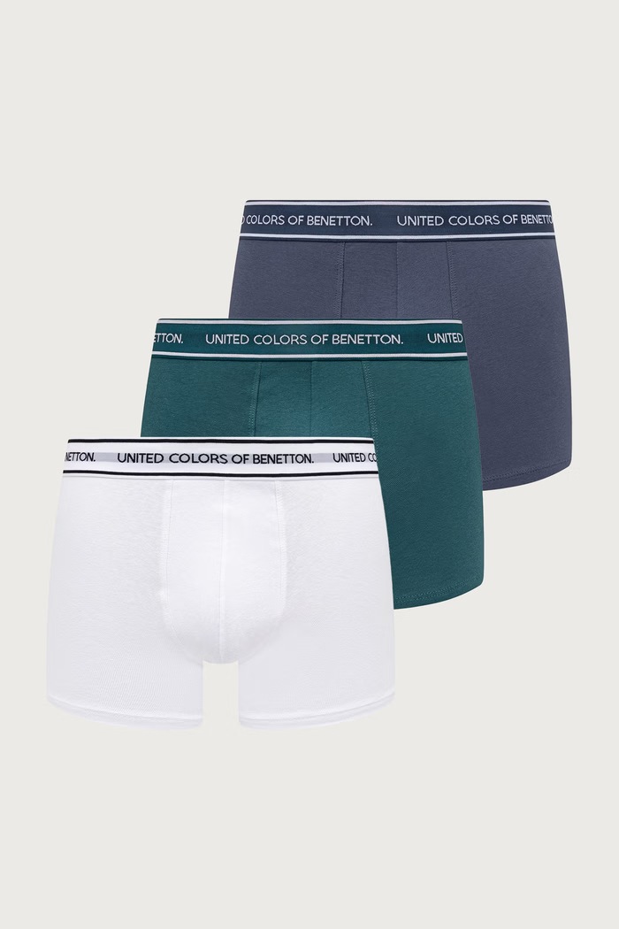 United Colors of Benetton Bokserki dopasowane męskie bawełniane z elastanem 3-pack niebieski 3G682X01T