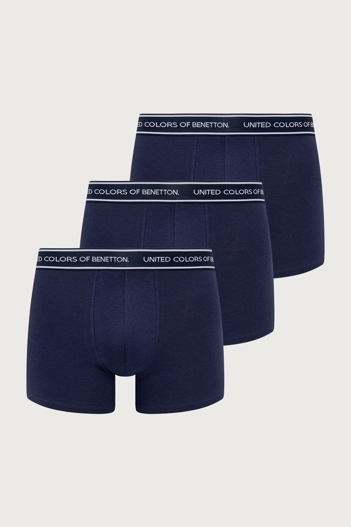 United Colors of Benetton Bokserki dopasowane męskie bawełniane z elastanem 3-pack granatowy 3G682X01T