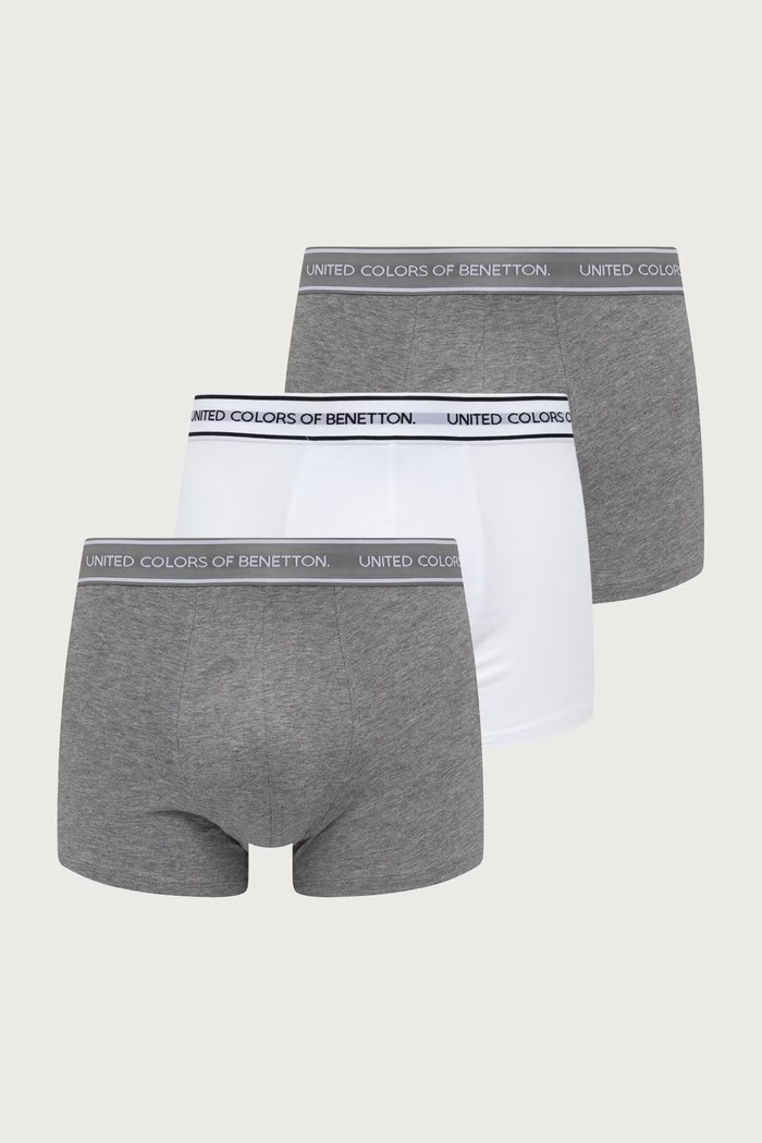 United Colors of Benetton Bokserki dopasowane męskie bawełniane z elastanem 3-pack szary 3G682X01T