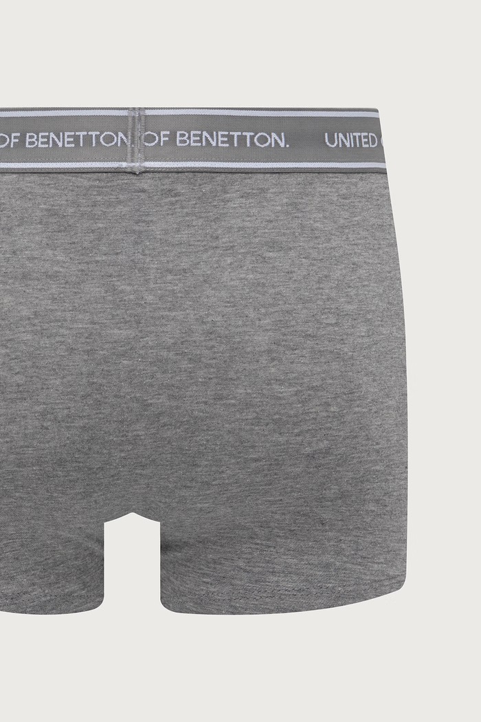 Bokserki dopasowane męskie bawełniane z elastanem 3-pack United Colors of Benetton szary 3G682X01T