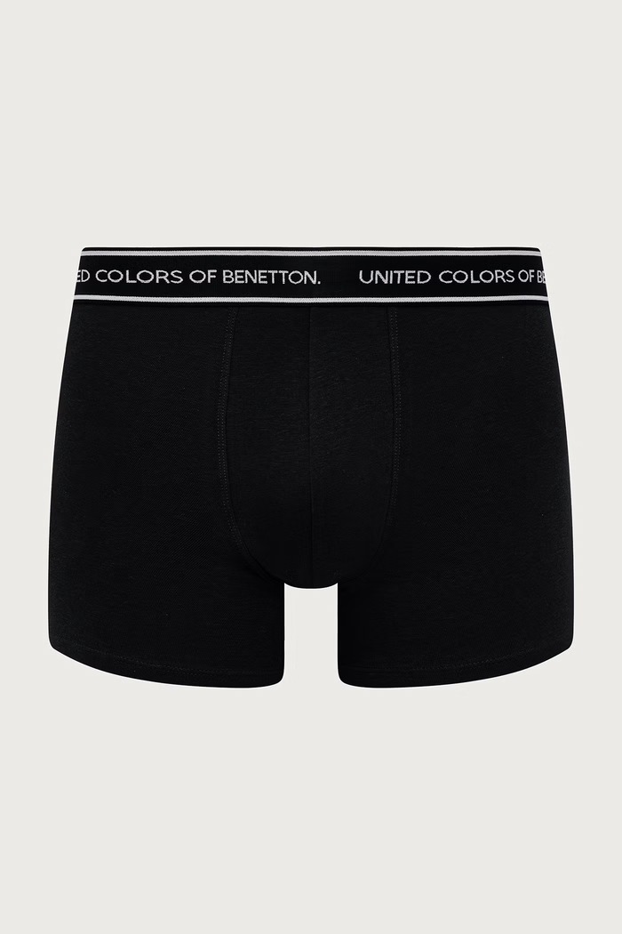 United Colors of Benetton Přiléhavé boxerky pánské bavlněné s elastanem 3-pack 3G682X01T černá AW26